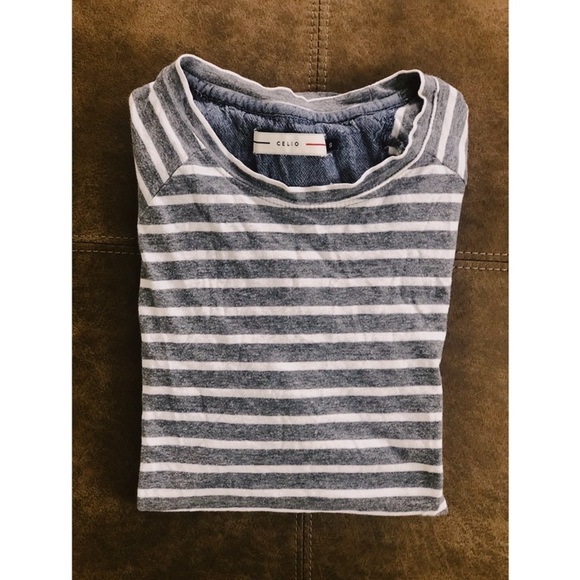 Thrifted Grey and White Striped Shirt - Picture 3 of 4